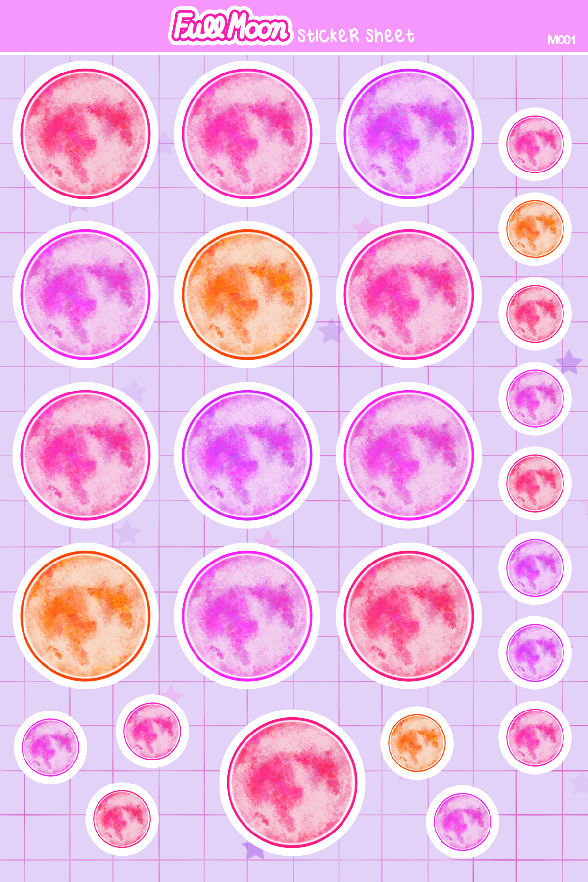 Full Moon Sticker Sheet | 4x6 | Astrology Planner Stickers for Planners, Calendars, Schedules, Notebooks, and More