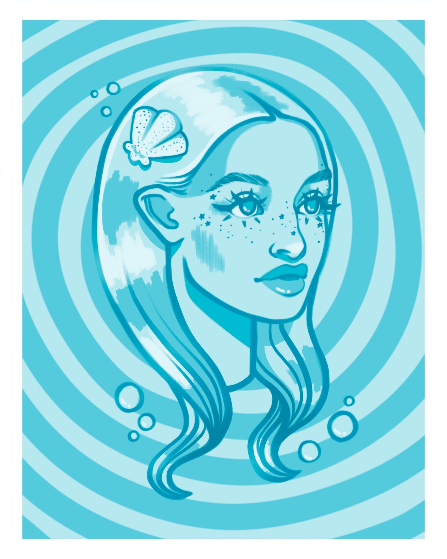 Cecelia the Mermaid | Autumn 2025 - The Occult Classics | 5x7 Monochromatic Art Print