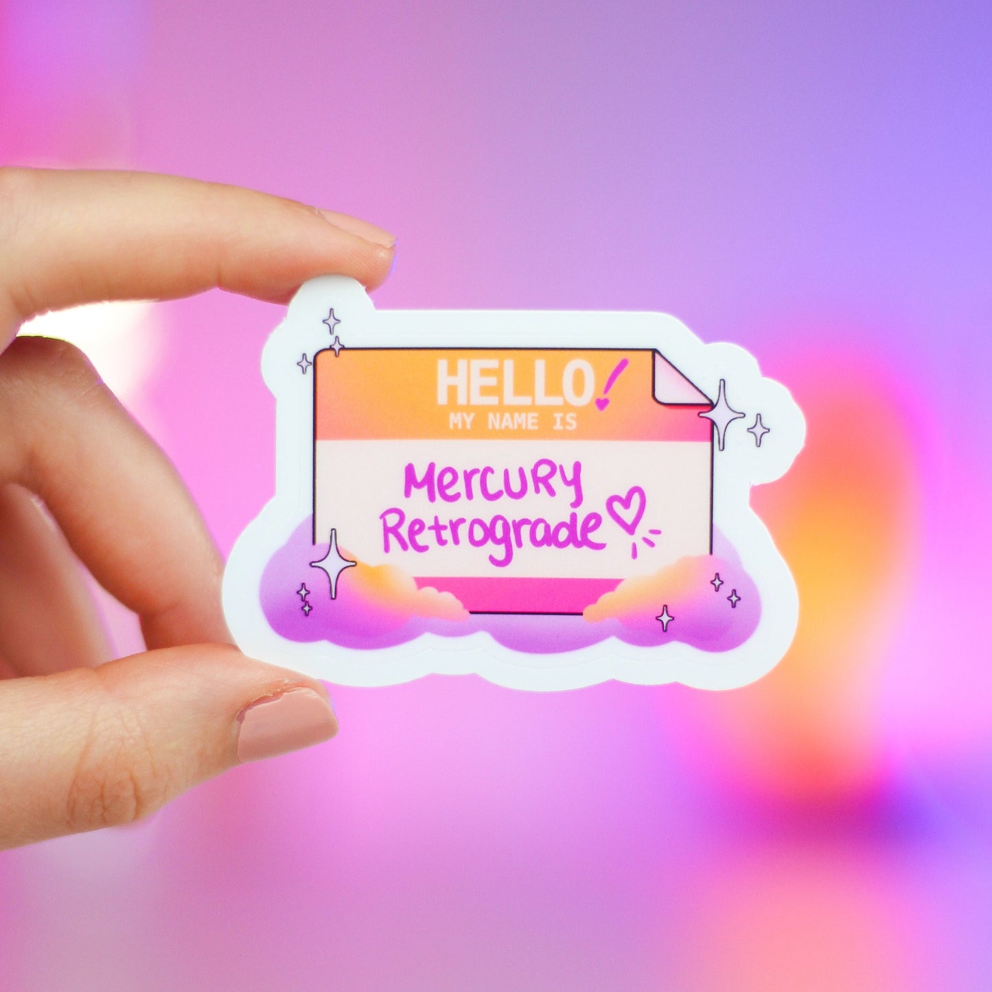 Hello! My Name Is Mercury Retrograde Vinyl Sticker | 2.5 inch Mercury Retrograde Sticker