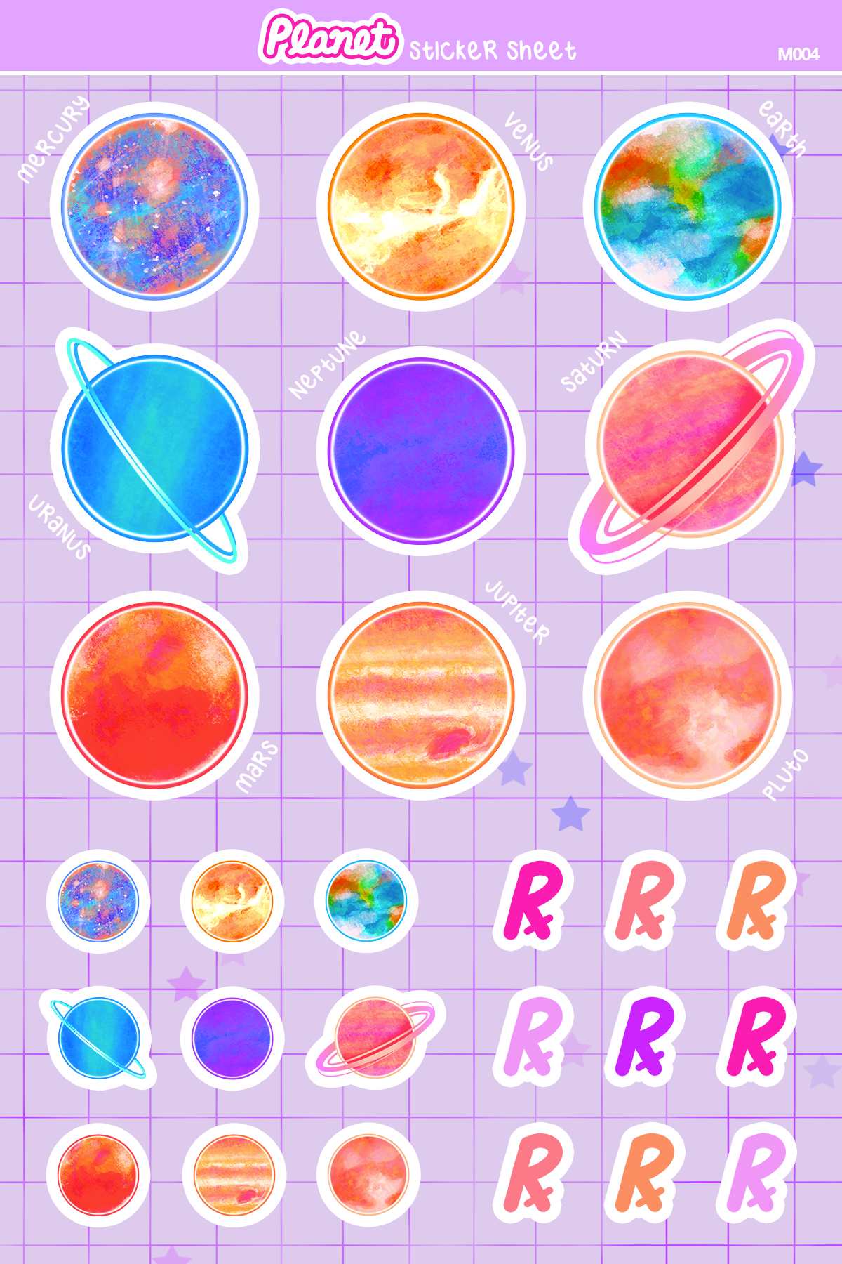 Planet Sticker Sheet | 4x6 | Astrology Planner Stickers for Planners, Calendars, Schedules, Notebooks, and More