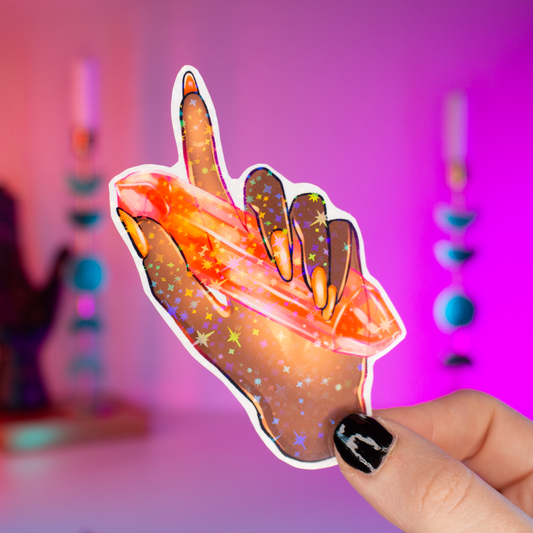 4" Holographic Fire Crystal Sticker