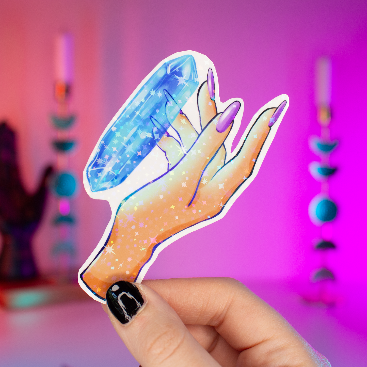 4" Holographic Ocean Crystal Sticker